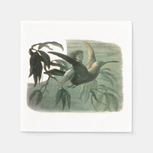 Elf Fairies Elves Moon Night Scene Bird Flying  Napkin