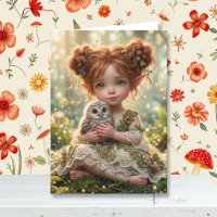 Elf Fairy and Owl Girl's Cottagecore Birthday
