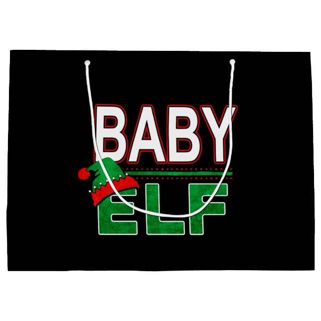 Elf Family | Baby Elf Christmas Holiday #TeamElf Large Gift Bag (Back)