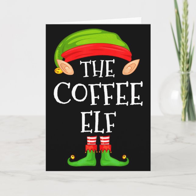 Elf Family Christmas Coffee Elf Sweater Matching C Card (Front)