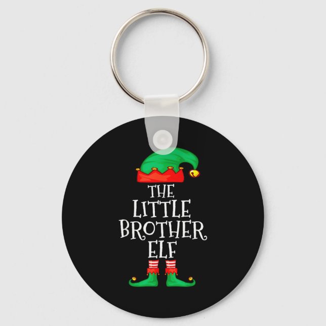 Elf Family Christmas Little Brother Elf Sweater Me Key Ring (Front)