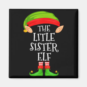 Elf Family Christmas Little Sister Elf Sweater Mat Magnet