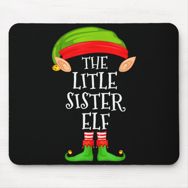 Elf Family Christmas Little Sister Elf Sweater Mat Mouse Pad (Front)
