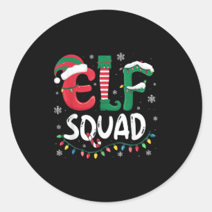 Elf Family Christmas Matching Pajamas Xmas Elf Squ Classic Round Sticker