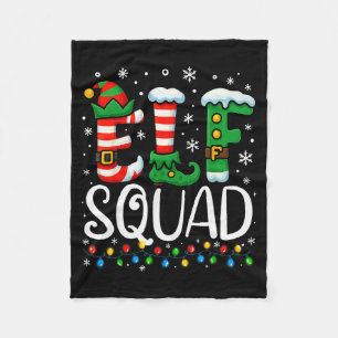 Elf Family Christmas Matching Pajamas Xmas Elf Squ Fleece Blanket