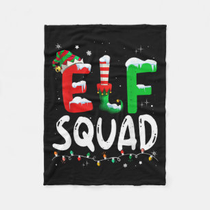 Elf Family Christmas Matching Pajamas Xmas Elf Squ Fleece Blanket
