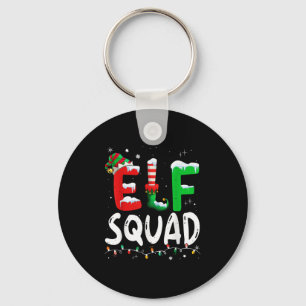 Elf Family Christmas Matching Pajamas Xmas Elf Squ Key Ring