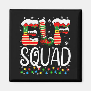 Elf Family Christmas Matching Pajamas Xmas Elf Squ Magnet