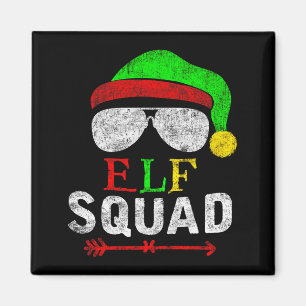 Elf Family Christmas Matching Pajamas Xmas Elf Squ Magnet