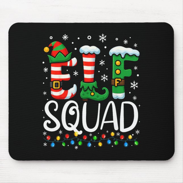 Elf Family Christmas Matching Pajamas Xmas Elf Squ Mouse Pad (Front)