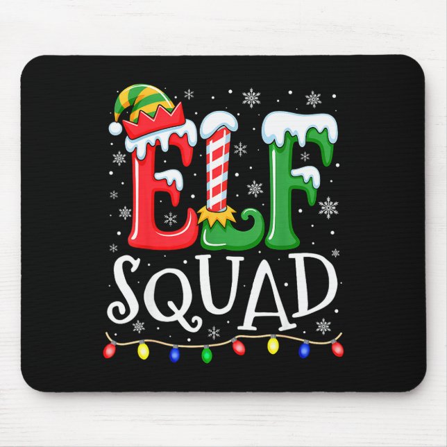 Elf Family Christmas Matching Pajamas Xmas Elf Squ Mouse Pad (Front)