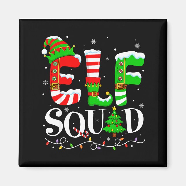 Elf Family Christmas Matching Pajamas Xmas Kids El Magnet (Front)