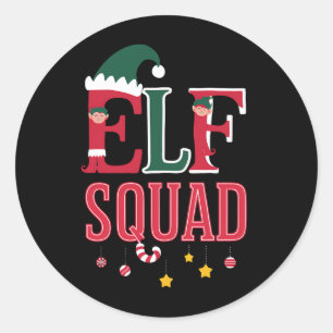 Elf Family Christmas Matching Pyjamas Elf Squad Classic Round Sticker