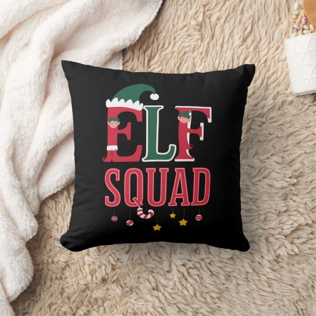 Elf Family Christmas Matching Pyjamas Elf Squad  Cushion (Blanket)