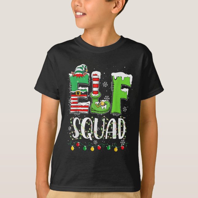 Elf Family Christmas Matching Pyjamas Funny Xmas E T-Shirt (Front)