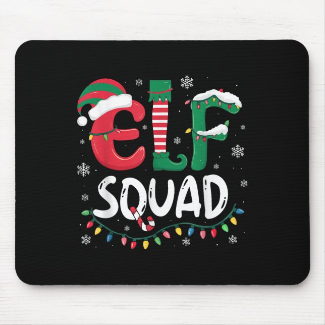 Elf Family Christmas Matching Pyjamas Xmas Elf Squ Mouse Pad (Front)