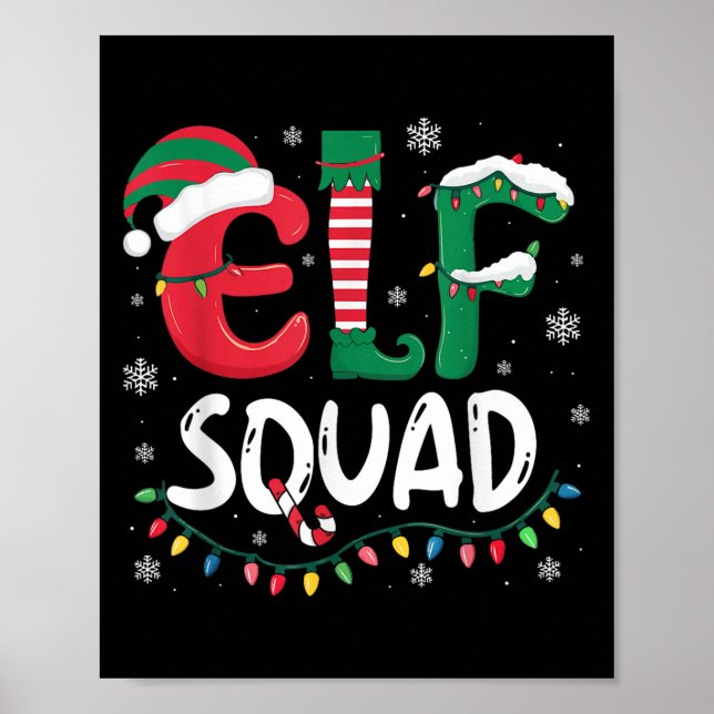 Elf Family Christmas Matching Pyjamas Xmas Elf Squ Poster (Front)