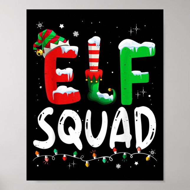 Elf Family Christmas Matching Pyjamas Xmas Elf Squ Poster (Front)