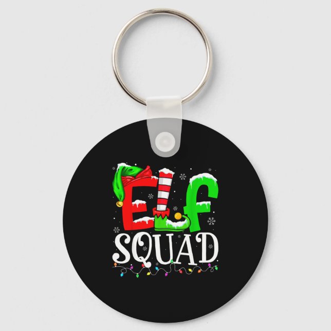 Elf Family Christmas Shirts Matching Pajamas Xmas  Key Ring (Front)