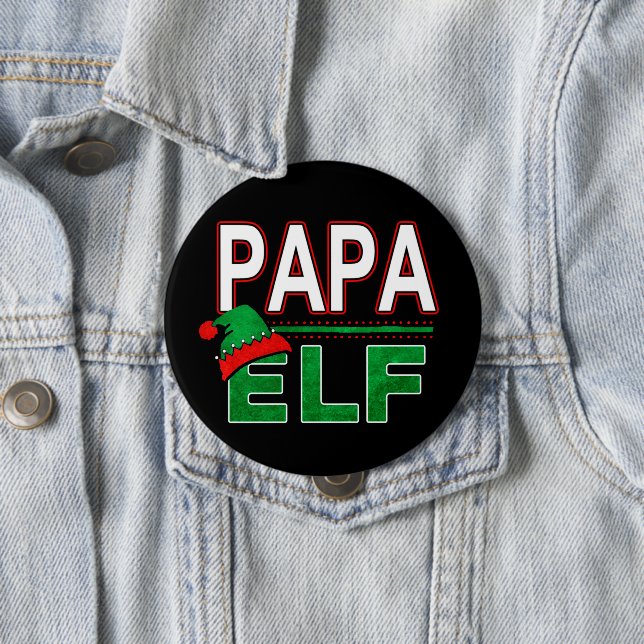 Elf Family | Papa Elf Christmas Holiday #TeamElf 10 Cm Round Badge (In Situ)