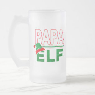 Elf Family   Papa Elf Christmas Holiday #TeamElf Frosted Glass Beer Mug