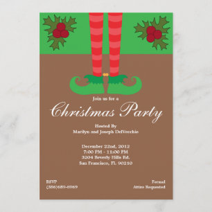 Elf Feet Christmas Party Invite Holiday