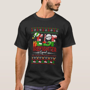 Elf Firefighter Squad Christmas Team Funny Parties T-Shirt