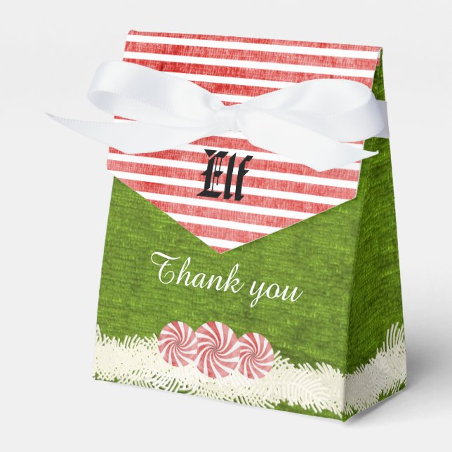 Elf Fun Christmas Party Red and Green Theme Favour Box (Front Side)