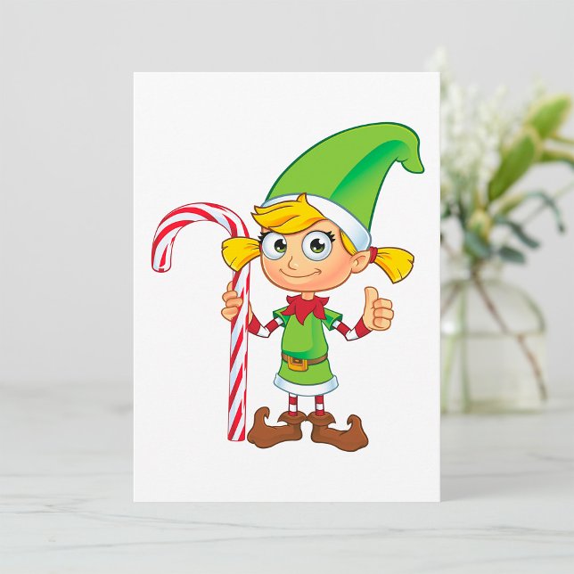 Elf Girl With Candy Cane Invitations (Creator Uploaded)