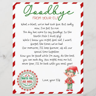 Elf Goodbye Letter, Elf Departure Letter