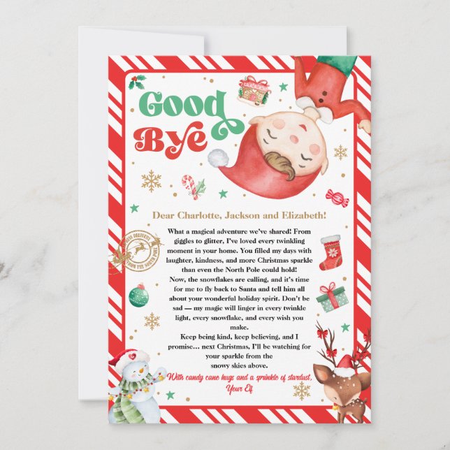 Elf Goodbye Letter Goodbye from Elf Christmas Invitation (Front)