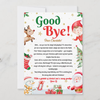 Elf Goodbye Letter Goodbye from Elf Christmas Invitation