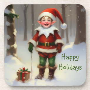 Elf Happy Holidays Coaster