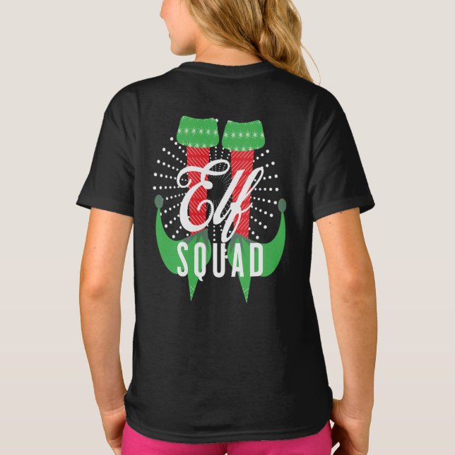 Elf Heels Squad Christmas Holiday  Name  T-Shirt (Back)