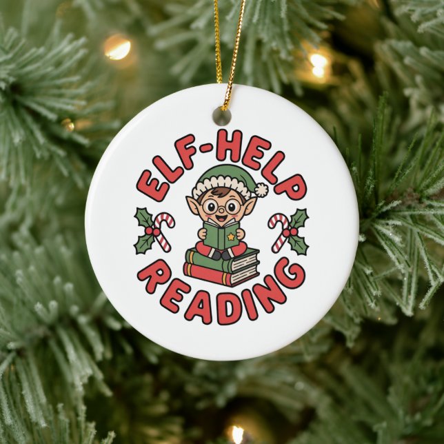 Elf-Help Reading Holiday Tree Ceramic Tree Decoration (Tree)