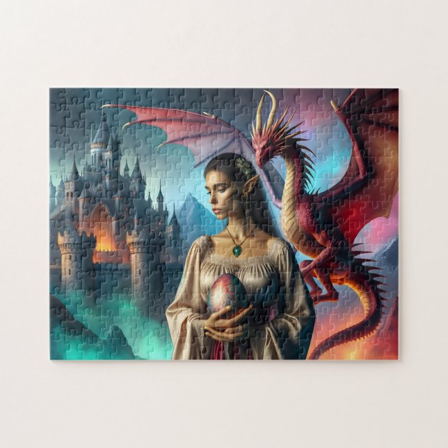 Elf holding a dragon egg jigsaw puzzle (Horizontal)
