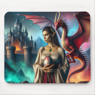 Elf holding a dragon egg mouse pad