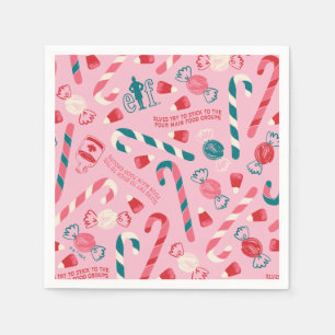 Elf Holiday Candy Pattern Napkin