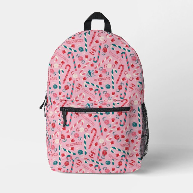 Elf Holiday Candy Pattern Printed Backpack (Front)