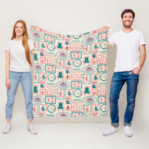 Elf Holiday Icon Pattern Fleece Blanket