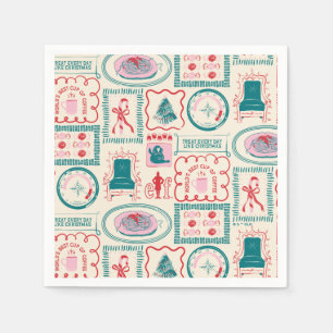 Elf Holiday Icon Pattern Napkin