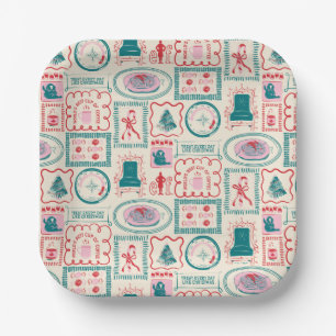 Elf Holiday Icon Pattern Paper Plate