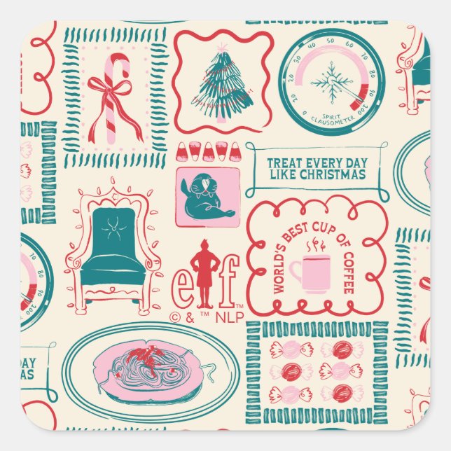 Elf Holiday Icon Pattern Square Sticker (Front)
