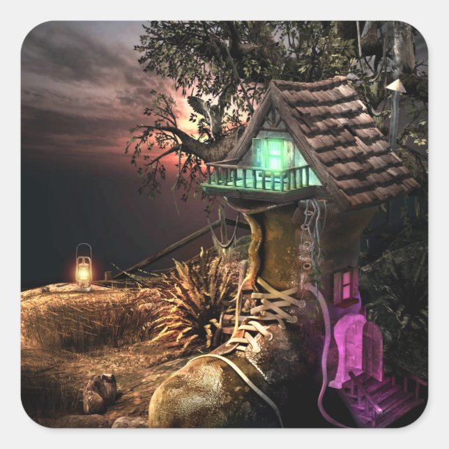 Elf House Square Sticker (Front)