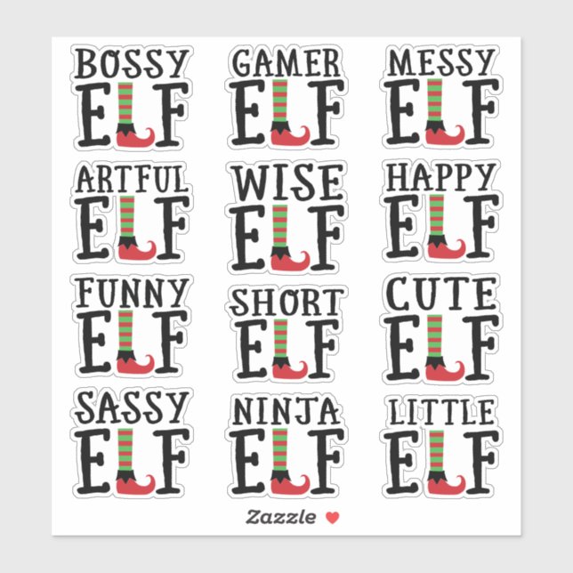 Elf Humour | Red and Green Characteristics Favour (Sheet)