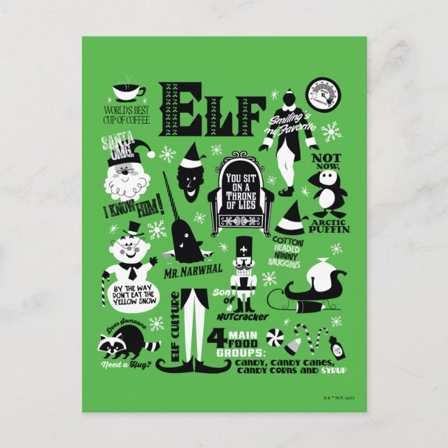 Elf Icons and Movie Quotes Postcard (Front)