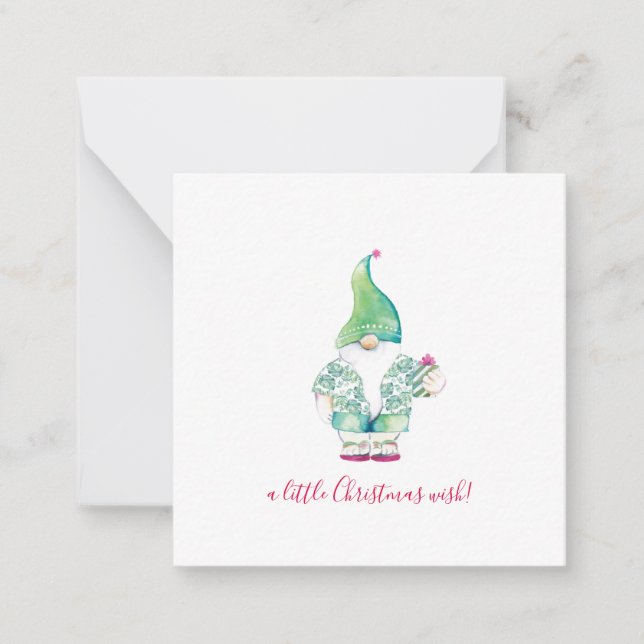 Elf in Palm Leaf Bahama Shirt Mini Christmas Card (Front)
