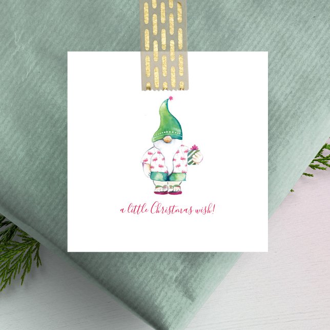 Elf in Pink Flamingo Bahama Shirt Mini Christmas Card (Creator Uploaded)