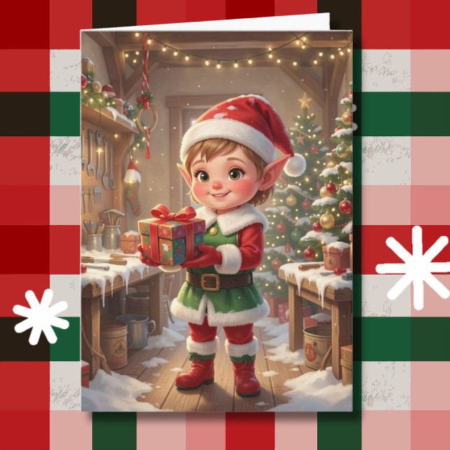 Elf in Santa's Workshop | Personalised Christmas Card (Creator Uploaded)