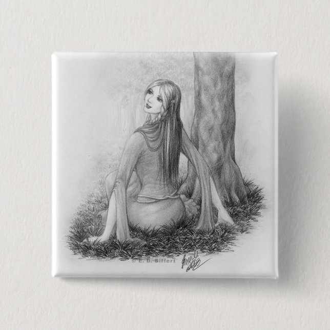 Elf Lady 15 Cm Square Badge (Front)